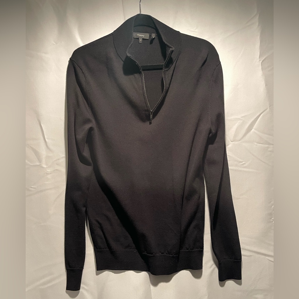 Theory Men's Zip-Up Black Sweater
